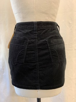 Womens, Skirt, Mini, TILT, Black, Cotton, Solid, W 30, 5 Pockets, Belt Loops,