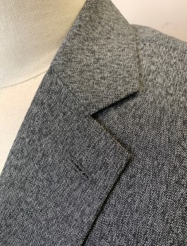 J.FERRAR, Gray, Charcoal Gray, Polyester, Rayon, 2 Color Weave, Single Breasted, Notched Lapel, 2 Buttons, 3 Pockets, Slim Fit, Black Self Houndstooth Pattern Lining