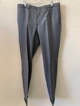 Mens, Suit, Pants, HUGO BOSS, Gray, Wool, Pin Dot, 36/33, F.F, Slash Pockets,