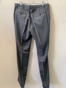 Mens, Suit, Pants, HUGO BOSS, Gray, Wool, Pin Dot, 36/33, F.F, Slash Pockets,