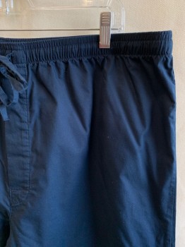 N/L, Navy Blue, Polyester, Cotton, Solid, Elastic/Drawstring Waistband, No Pockets, Button Fly
