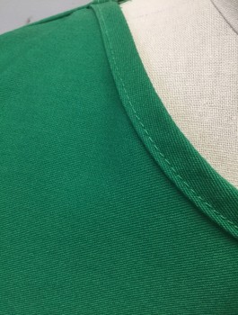 FAME, Green, Poly/Cotton, Solid, Twill, Pullover, Scoop Neck, 2 Pockets/Compartments at Hips, Open Sides with Self Ties, Multiples