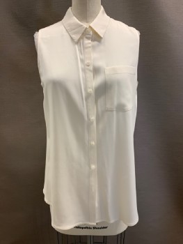 SIGNATURE, Cream, Polyester, Solid, Sleeveless, B.F., C.A., Chest Pocket