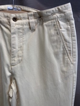 Mens, Casual Pants, GANT, Sand, Cotton, Solid, L34, W30, Slim, Zip Front, Button Closure, 5 Pockets, Flat Front