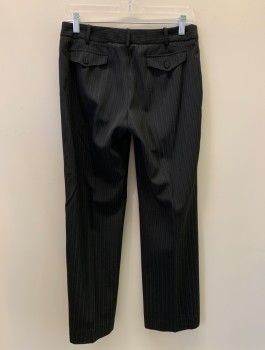 Womens, Suit, Pants, ADRIENNE VITTADINI, Black, Pink, Gray, Wool, Polyester, Stripes - Pin, W30, 6, F.F, Side Pockets, Zip Front, Belt Loops