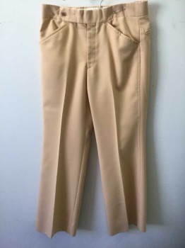 N/L, Apricot Orange, Polyester, Solid, Flat Front, Extra Long Button Tab at Waist, Zip Fly, 4 Pockets, Slight Boot Cut, **Has a Few Loose Threads in Spots