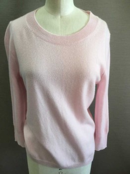 J CREW, Pink, Cashmere, Solid, Long Sleeves, Round Neck,