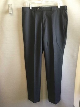 Mens, Suit, Pants, CALVIN KLEIN, Black, Wool, Solid, 31, 34, Flat Front Zip Fly, 4 Pockets