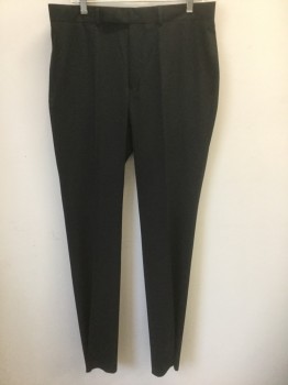 REACTION KENNETH COL, Black, Polyester, Rayon, Solid, Flat Front, Tab Waist, Zip Fly, Slim Straight Leg