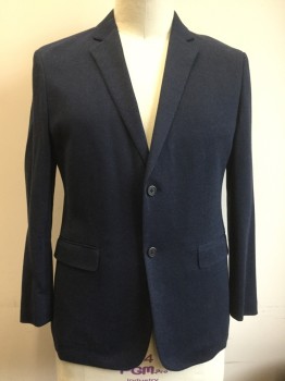 Mens, Sportcoat/Blazer, THEORY, Navy Blue, Blue, Wool, Speckled, 44R, Single Breasted, 2 Buttons,  2 Pockets, Notched Lapel, Half Lining, Fitted/Slim Fit,