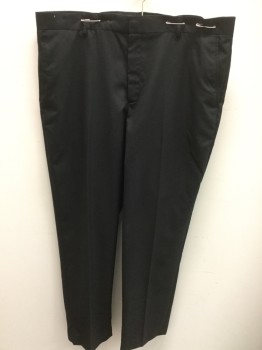 Mens, Slacks, ATTENTION, Black, Polyester, Rayon, Solid, 38/32, Flat Front,