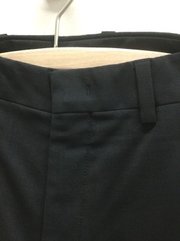 MICHAEL KORS, Black, Wool, Lycra, Solid, Flat Front, Zip Fly, 4 Pockets, Straight Leg