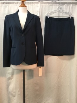 Womens, Suit, Jacket, THEORY, Slate Blue, Wool, Solid, 12, Peaked Lapel, Single Breasted, 2!Buttons, 2 Welt Pockets,