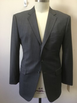 SY DEVORE, Heather Gray, Wool, Heathered, 3 Buttons,  3 Pockets, Notched Lapel,