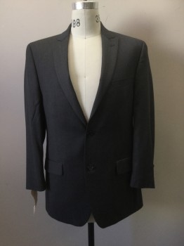 Mens, Suit, Jacket, ALFANI, Heather Gray, Wool, Synthetic, Heathered, 40 R, Heather Gray, Peaked Lapel, 2 Buttons,