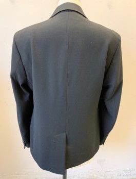 ZARA, Black, Polyester, Viscose, Solid, Single Breasted, Notched Lapel, 1 Button, 2 Pockets