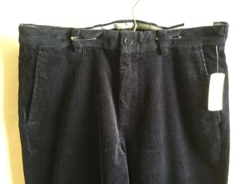BROOKS  BROTHERS, Navy Blue, Cotton, Solid, 1.5" Waist Band with Belt Hoops, Flat Front, Zip Front, 4 Pockets