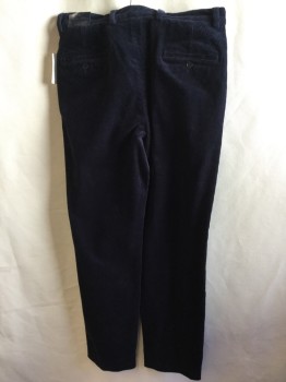 BROOKS  BROTHERS, Navy Blue, Cotton, Solid, 1.5" Waist Band with Belt Hoops, Flat Front, Zip Front, 4 Pockets