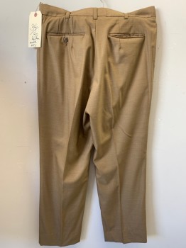 MTO, Lt Brown, Polyester, Heathered, Single Pleat,  4 Pockets,