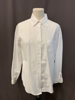 Childrens, Shirt, FRENCH ROAST, White, Cotton, Polyester, Solid, 7-9, Button Front, Collar Attached, Button Down Collar, Long Sleeves, Button Cuff, 1 Pocket