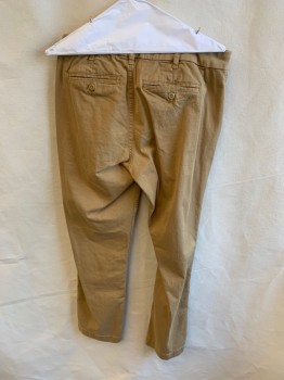 Womens, Pants, J.CREW, Dk Khaki Brn, Cotton, Solid, 27, 1.5" Waistband with Belt Hoops, Flat Front, Zip Front, 4 Pockets