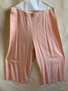 Womens, Pants, ROYCE, Blush Pink, Tencel, Solid, W:32, No Waistband, Flat Front, Zip Back, Wide Legs, Ankle Length with 10.5" Split Hem