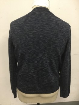 Mens, Pullover Sweater, BRANDINI, Black, Wool, Heathered, XL, Ribbed Knit Crew Neck, Long Sleeves