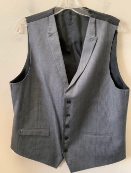 Mens, Suit, Vest, HUGO BOSS, Gray, Wool, Pin Dot, 42, 5 Button, 2 Pocket, Peak Lapel