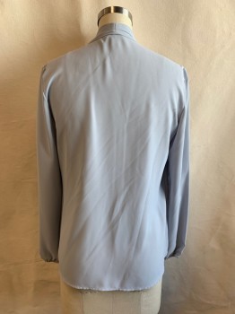 Womens, Blouse, BAR III, Baby Blue, Polyester, Solid, S, V-N, L/S, Pleats at Neck,