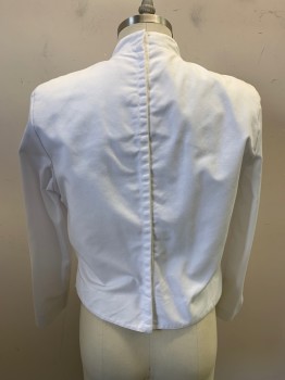Mens,  Waiter Jacket, N/L, White, Polyester, Cotton, Solid, 44 L, Steward Jkt, Heavy Weight, Shoulder Pads, 6 BTN, Stand Collar, Tear Away, Mults