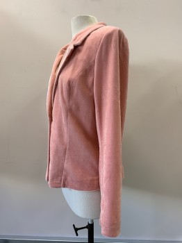 Womens, Blazer, KENSIE, Pink, Polyester, Spandex, Solid, B38, L, L/S, Single Breasted, Notched Lapel, Velvet Texture