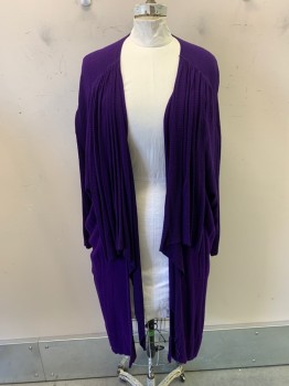 N/L, Dk Purple, Cotton, Rayon, Solid, Open Front, 2 Gathered Flaps At Bust, Black Stripes