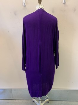 N/L, Dk Purple, Cotton, Rayon, Solid, Open Front, 2 Gathered Flaps At Bust, Black Stripes