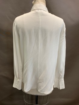 CLUB MONACO, Off White, Silk, C.A., Button Front, Fabric Covered Buttons, L/S