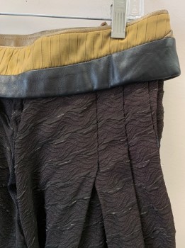 Mens, Sci-Fi/Fantasy Pants, MTO, Dk Brown, Tan Brown, Synthetic, Solid, Textured Fabric, 32, Tan And Black Waistband, Velcro Tab Closure, Harem Style