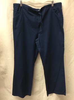 DICKIES, Navy Blue, Polyester, Cotton, Solid, Drawstring Waist, 2 Welt Pocket,