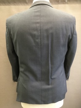 J ABBOUD, Gray, Wool, Polyester, Single Breasted, 2 Buttons,  3 Pockets, Notched Lapel,