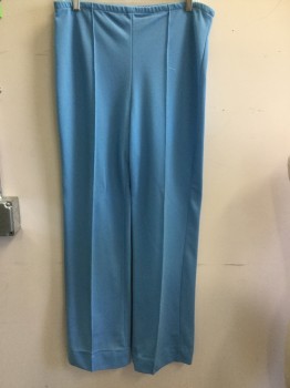 Unisex, 2 Piece Unisex, CREST CAREERS, Sky Blue, Polyester, Solid, 12, 34/31, Elastic Waist, Flat Front, Sewn Creased Legs