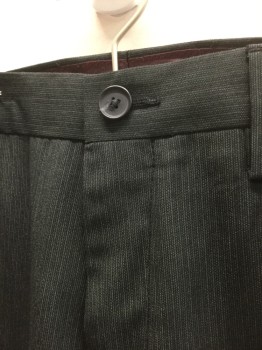 ENGLISH LAUNDRY, Charcoal Gray, Black, Polyester, Rayon, Stripes - Micro, Flat Front, Zip Fly, 4 Pockets, Straight Leg