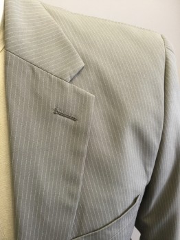 Mens, Hotel 3 Piece, CANDA, Taupe, White, Polyester, Stripes - Pin, 42R, Single Breasted, 2 Buttons,  Notched Lapel,