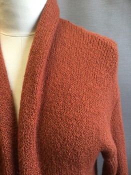 LEITH, Burnt Orange, Cotton, Acrylic, Solid, No Closures, 2 Pockets, Long Duster