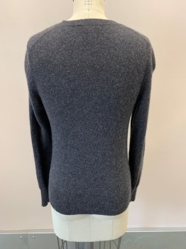 Womens, Sweater, LORD & TAYLOR , Charcoal Gray, Cashmere, Heathered, M, Crew Neck, Single Breasted,  B.F.