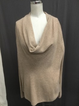 JOIE, Tan Brown, Wool, Cashmere, Solid, Cowl,  Neck, Heathered Tan