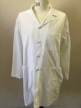 META, White, Cotton, Polyester, Solid, 4 Buttons, 3 Pockets, Notched Lapel,