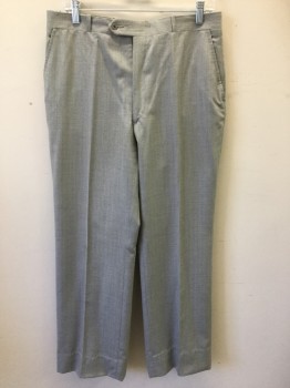 Mens, Suit, Pants, ACADEMY AWARDS, Lt Gray, Blue, Wool, Stripes - Pin, 32/32, Flat Front, Button Tab, 4 Pockets, Belt Loops, Zip Fly