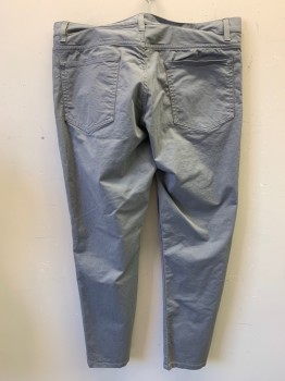 THEORY, Lt Gray, Cotton, Elastane, Solid, Light Gray Cotton Stretch, 5 Pockets, Zip Fly, Belt Loops, Slim Straight