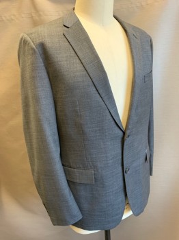 ALFANI, Heather Gray, Wool, Polyester, Heathered, 2 Button Front, Notched Lapel, 3 Pockets,