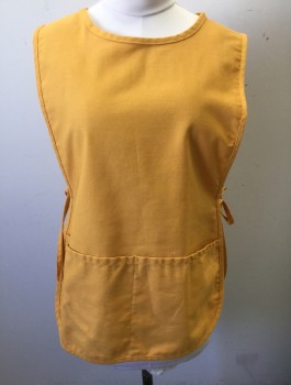 FAME, Goldenrod Yellow, Poly/Cotton, Solid, Twill, Wide Round Neck,  2 Pockets/Compartments at Hip Level, Self Ties at Sides, Multiples