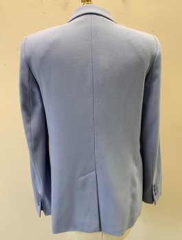 Womens, Dress, Piece 2, ESCADA, Periwinkle Blue, Wool, Elastane, Solid, 34, Blazer, Single Breasted, Notched Lapel with Extra Layer, 1 Button, 3 Pockets, Padded Shoulders