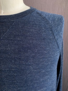 Mens, Pullover Sweater, BANANA REPUBLIC, Dk Blue, Cotton, Solid, Heathered, L, CN,